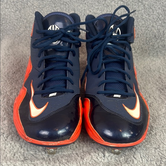 Nike Zoom Athletic Cleats Navy Blue and Orange Size 14 - Picture 6 of 9